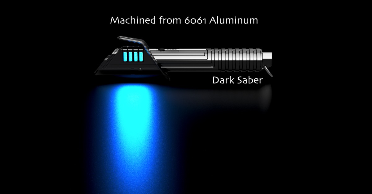 3D rendering of custom Darksaber prop machined by Jeff Hooper