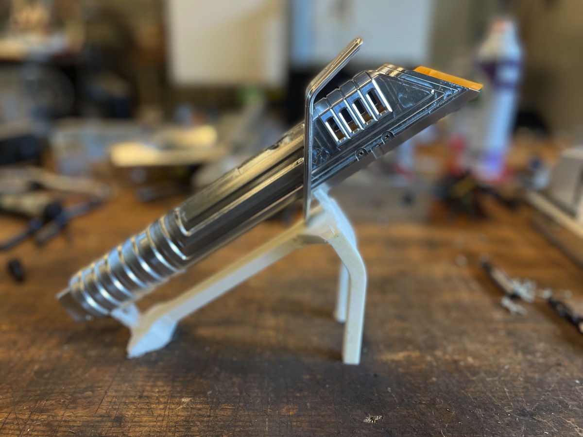 Raw machined Darksaber prop designed and built by Jeff Hooper at Hooper Machine & Design